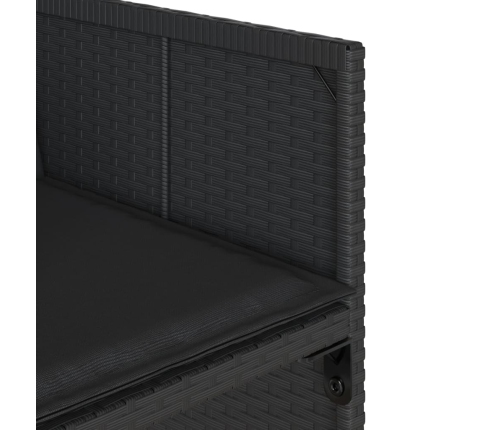 Set de comedor jardín 11 pzas con cojines ratán sintético negro