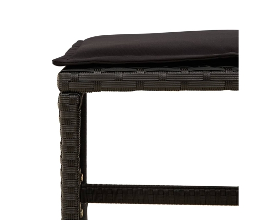 Set de comedor jardín 11 pzas con cojines ratán sintético negro