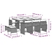 Set de comedor jardín 11 pzas con cojines ratán sintético negro