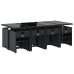 Set comedor de jardín con cojines 13 pzas ratán sintético negro