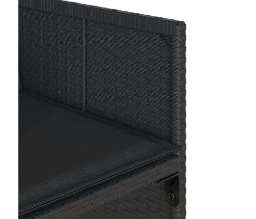 Set comedor de jardín con cojines 13 pzas ratán sintético negro