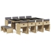 Set comedor de jardín con cojines 13 pzas ratán sintético beige