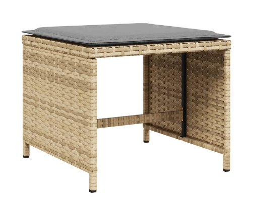 Set comedor de jardín con cojines 13 pzas ratán sintético beige