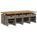 Set comedor de jardín con cojines 13 pzas ratán sintético gris