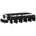 Set comedor de jardín con cojines 15 pzas ratán sintético negro
