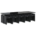 Set comedor de jardín con cojines 15 pzas ratán sintético negro