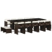 Set comedor de jardín y cojines 15 pzas ratán sintético marrón