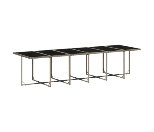 Set comedor de jardín 17 pzas y cojines ratán sintético gris