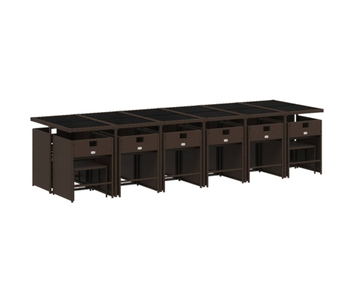 Set de muebles jardín 17 pzas y cojines ratán sintético marrón