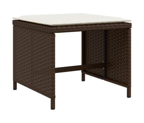 Set de muebles jardín 17 pzas y cojines ratán sintético marrón
