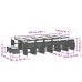 Set de muebles jardín 17 pzas y cojines ratán sintético marrón