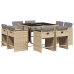 Set comedor de jardín 9 pzas con cojines ratán sintético beige