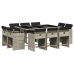 Set de comedor de jardín 11 pzas y cojines ratán sintético gris