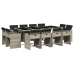 Set comedor jardín y cojines 13 pzas ratán sintético gris claro