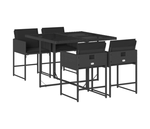 Set de muebles jardín 5 pzas con cojines ratán sintético negro