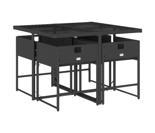 Set de muebles jardín 5 pzas con cojines ratán sintético negro