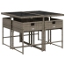 Set comedor de jardín 5 piezas con cojines ratán sintético gris