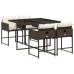 Set comedor de jardín 5 piezas y cojines ratán sintético marrón