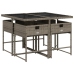 Set comedor de jardín 5 piezas con cojines ratán sintético gris