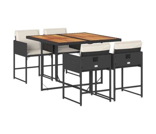 Set de muebles jardín 5 pzas con cojines ratán sintético negro