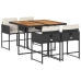 Set de muebles jardín 5 pzas con cojines ratán sintético negro