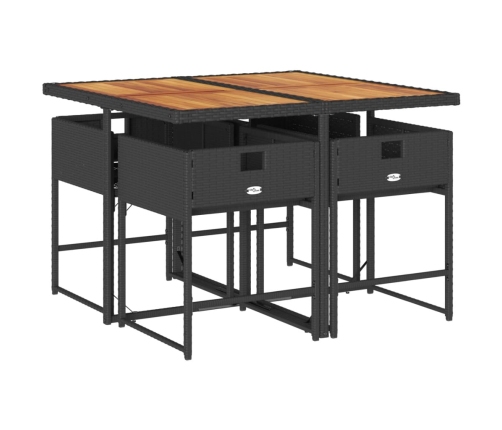 Set de muebles jardín 5 pzas con cojines ratán sintético negro