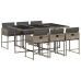 Set comedor jardín 7 pzas y cojines ratán sintético gris