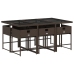 Set comedor de jardín 7 pzas con cojines ratán sintético marrón