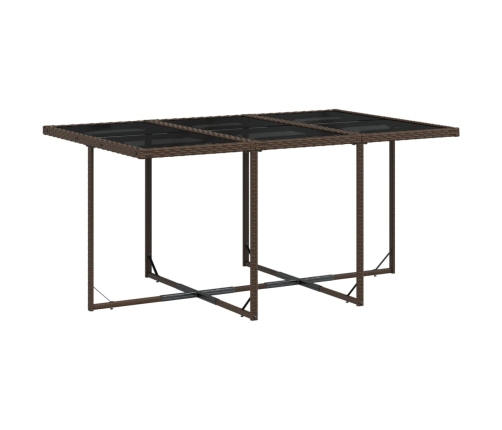 Set comedor de jardín 7 pzas con cojines ratán sintético marrón