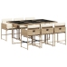 Set comedor de jardín 7 pzas con cojines ratán sintético beige
