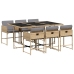 Set comedor de jardín 7 pzas con cojines ratán sintético beige