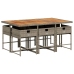 Set comedor jardín 7 pzas y cojines ratán sintético gris