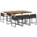 Set de comedor de jardín 7 pzas y cojines ratán sintético negro
