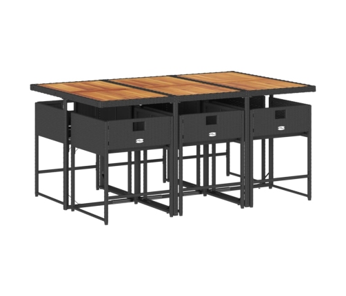Set de comedor de jardín 7 pzas y cojines ratán sintético negro
