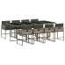 Set comedor jardín 9 pzas y cojines ratán sintético gris