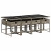 Set comedor jardín 9 pzas y cojines ratán sintético gris