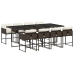 Set comedor para jardín 9 pzas y cojines ratán sintético marrón
