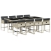 Set comedor de jardín 9 pzas cojines ratán sintético gris claro