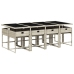 Set comedor de jardín 9 pzas cojines ratán sintético gris claro