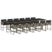 Set comedor de jardín con cojines 13 pzas ratán sintético gris