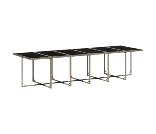 Set comedor de jardín con cojines 13 pzas ratán sintético gris