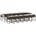 Set muebles de jardín 13 pzas y cojines ratán sintético marrón