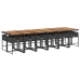 Set comedor de jardín con cojines 13 pzas ratán sintético negro