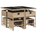 Set comedor de jardín 9 pzas con cojines ratán sintético beige