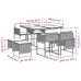 Set comedor de jardín 9 pzas cojines ratán sintético gris claro