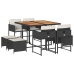 Set de comedor de jardín 9 pzas y cojines ratán sintético negro