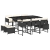 Set de comedor jardín 11 pzas con cojines ratán sintético negro