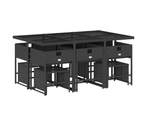 Set de comedor jardín 11 pzas con cojines ratán sintético negro