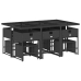 Set de comedor jardín 11 pzas con cojines ratán sintético negro