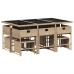 Set comedor de jardín 11 pzas con cojines ratán sintético beige